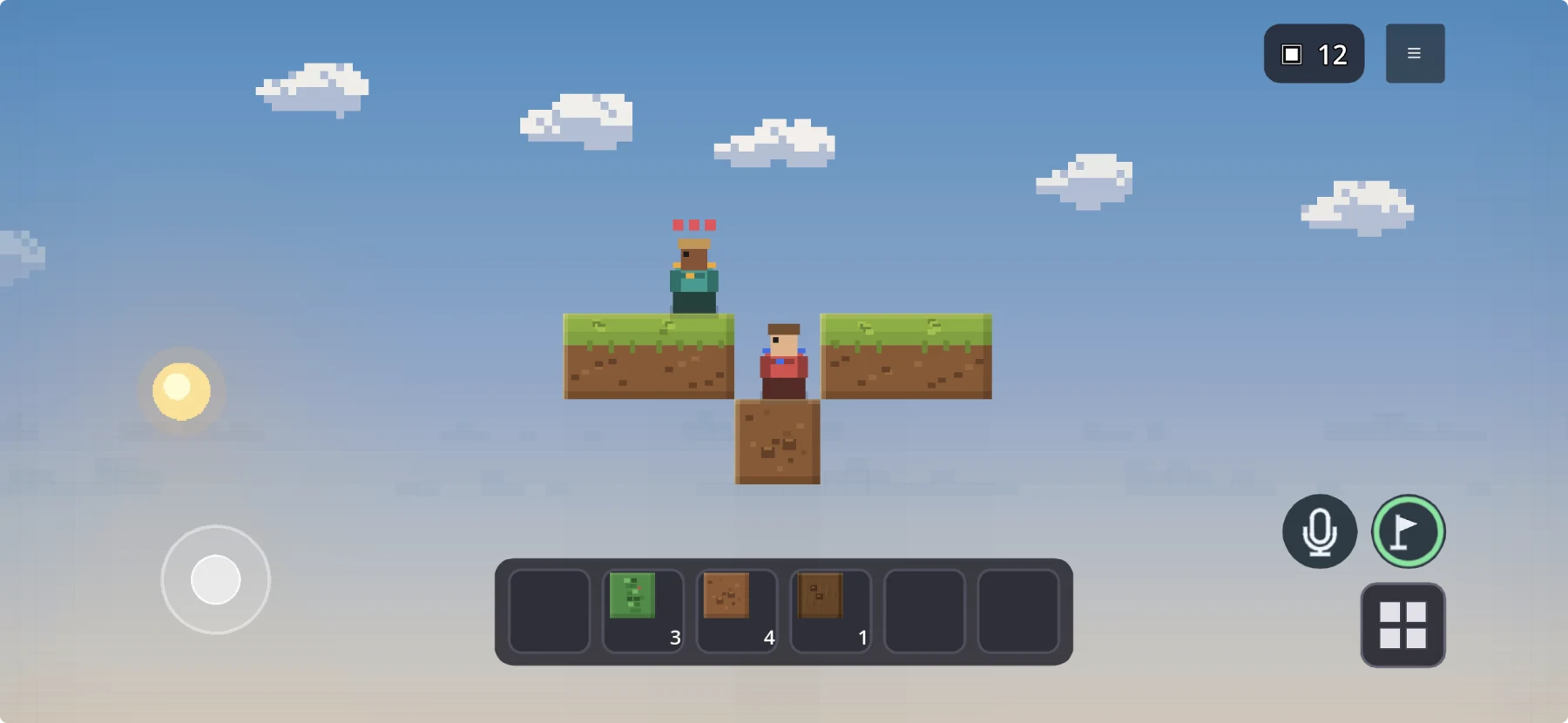 Two players in a Tiny Block multiplayer world